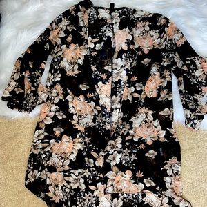 Flower cover up or dress up or dress down sheer jacket.